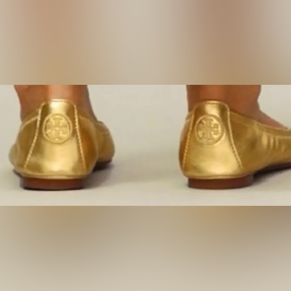 TORY BURCH EDDIE METALLIC BALLET FLAT IN GOLD **NWOT** - Picture 5 of 9